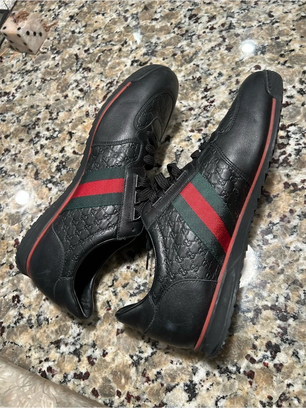 Gucci Leather Web Sneaker 'Black' , 233334 Size 10.5G
